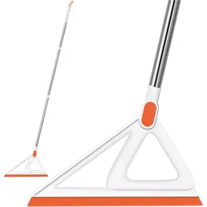 Multifunction Magic Broom Silicone Squeegee Broom for Floor Rubber Broom Sweeper for Living Room Kitchen Bathroom Easy Dry Glass Orange 54 INCH