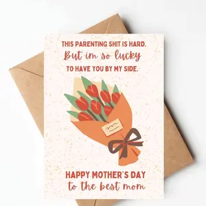 Mothers day card from husband, pretty floral mothers day card for wife, mothers day card from boyfriend first mothers day, Greeting Card with Envelope