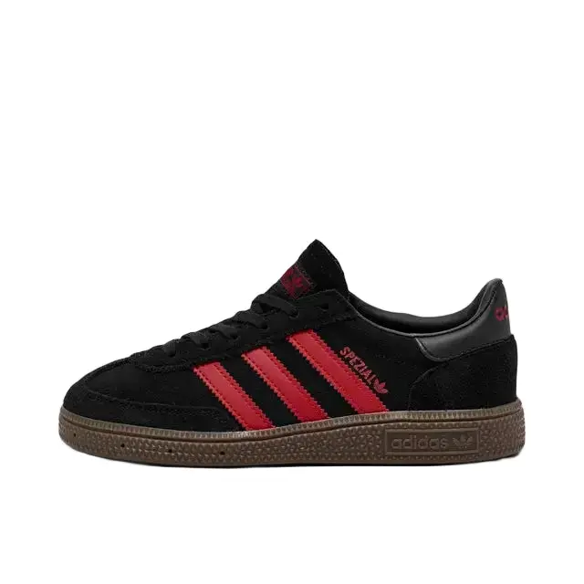 Adidas Originals Handball Spezial Trainers for Boys, Child-Size Sneaker with 3-Stripes and Rubber Sole in Core Black/Pure Ruby (6 - 7 Years), Three Stripes