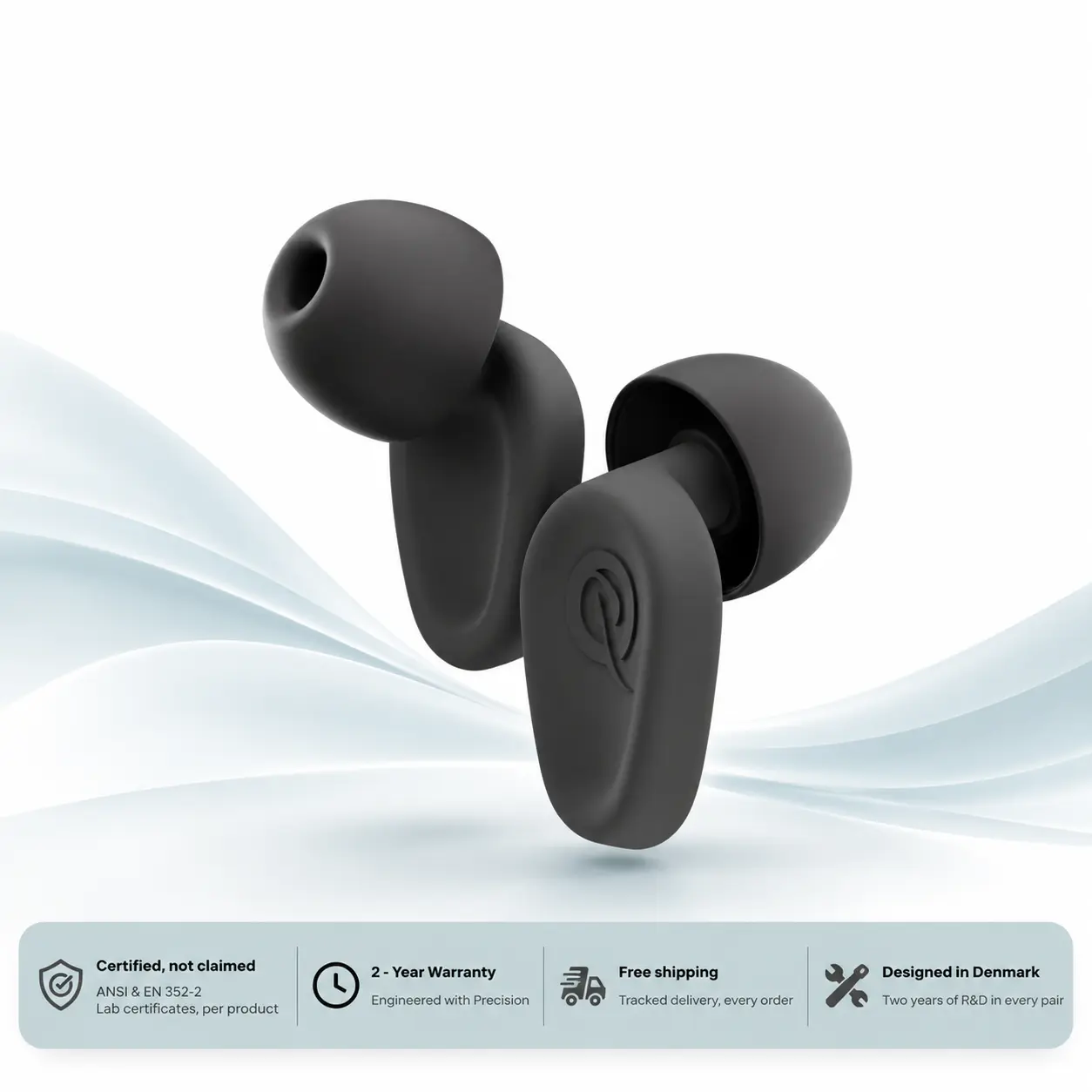 Earmuffz Ear Plugs for Sleeping, 26 dB SNR Reusable Silicone Earplugs for Side Sleepers, Noise Reduction for Snoring, Travel and Work, 4 Tip Sizes with Carry Case