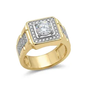 Luxury Gems Men's Square Signet Ring D Color VVS1 Clarity Radiant Cut Lab Grown Gems Statement Band For Him