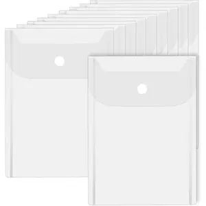 10 PCS Clear Envelope Pouch 7 X 5 Inch Clear Plastic Envelope Pouch with Snap Closure Waterproof Plastic Envelopes for Office School Documents Sticker, Photo Storage Folder, Receipt Holder