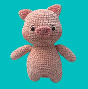 Crochet Piglet Soft Yarn, Desk bed sofa Accessory, pink piggy handmade present gift unique home friend room animal model decor