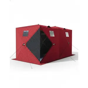 Garvee Pop-Up Ice Fishing Tent, 3-Layer Portable Hub-Style Insulated Ice Fishing Shelter with Carrying Bag, Zippered Door, Wind Rope & Anchors, for Winter Ice Fishing,Multiple Sizes for 1 to 8 Person