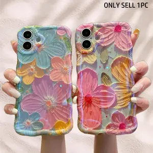 Colorful Flower Pattern Phone Case, Decorative Phone Protector, Shockproof Phone Protective Cover, Phone Accessory Compatible with iPhone 16 15 14 13 12 11 Pro Max, Cellphone Casing, Smartphone