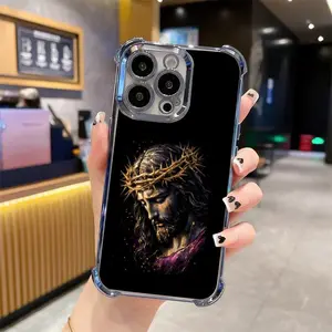 Creative Jesus Pattern Phone case for iPhone 17 Pro Max 16 Plus 15 14 13 12 Full Body Protection Shockproof Soft Silicone Cover 280