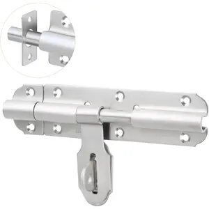 6 Inch Slide Bolt Gate Latch,Heavy Duty Barrel  with Padlock Hole,Safety Door Lock,Double Sided Gate Hardware for Wooden Fence, Outdoor Fence MCX1000LS-6C