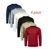 Men's 6-Pack Fitted Crew-Neck Long-Sleeve Knitting T-Shirts, UPF 50+ UV-Protective Athletic Sports Clothing, Elastane Quick-Dry Breathable Rash-Guard, Sporty Chic Functional Gym & Training Wear (Fishing, Running)