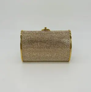 Pre-owned JUDITH LEIBER crystal Clutches & Wristlets Gold Swarovski Mini Minaudiere