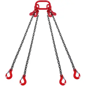 VEVOR Chain Sling, 3/8 inchx 10 ft Lifting Chains with Hooks, G80 Engine Chain Hoist Lifts, 18400 lbs/8 Ton Lifting Sling Chains for Engine Hoist, Engine Lift Chain with 4 Leg Grab Hooks Adjusters