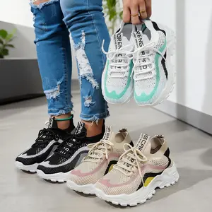 Unisex fashion lightweight soft-soled sneakers, breathable flyknit mesh hiking shoes, versatile height-boosting thick-sole travel shoes, shock-absorbing fitness running shoes