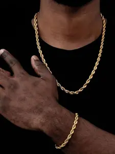 Creative Street Rope Chain Set Necklace and Bracelet Set, Holiday Party Decoration Accessories Gift for Men and Women