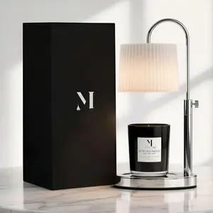 Dimmable Glass Candle Warmer Lamp with Timer - Adjustable Height Candle Lamp Warmer with Timer (8H/4H/2H) - Wax Melter - Ideal , fits Various Size Scented Candles - 02 Bulb - ( Chrome)