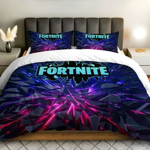 3PCS Duvet Cover Set, 1 Duvet+2 Pillowcases(Without filler), Gaming  Geometric Futuristic Night theme, Christmas bedding set, Bed Sets Supplies, Fortnite-inspired Suitable for decoration bedroom dorm room game room living room.