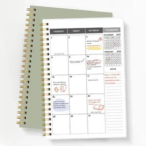 2026.1-2027.12 Academic Planner A5, Weekly Monthly Handbook, Spiral Binding Hard Cover, Waterproof, Portable Study Schedule Notebook, Spiral Bound Planner