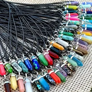 Mini Crystal Wand Healing Pendant Necklace, Reiki Energy Tool for Spiritual Meditation (for Women)