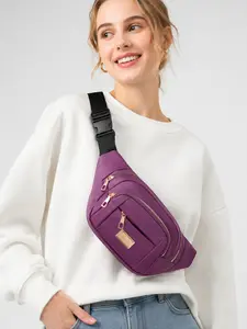 Casual Women Crossbody Belt Bag Lightweight Nylon Waist Pack with Spacious Storage and Adjustable Strap, Fashion Purple Chest Sling Purse for Vacation Hiking Running Shopping Festival Daily Wear, Sweet Gift for Mom Wife Girlfriend Christmas