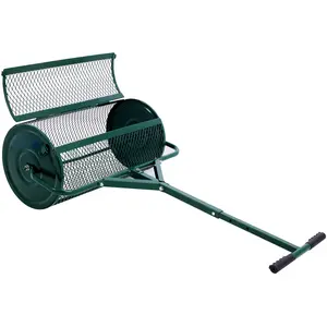 Faittd Peat Moss Spreader 24inch Compost Spreader Metal Mesh T Shaped Handle for Planting Seeding Lawn and Garden Care Manure Spreaders Roller