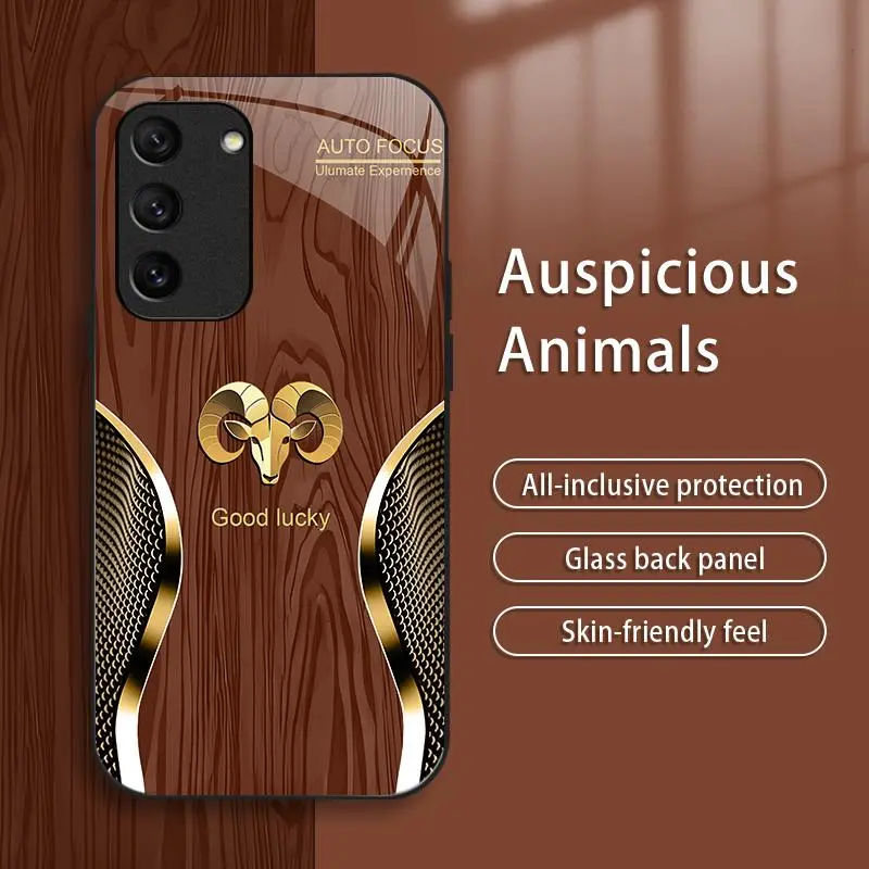 Galaxy S21 FE 5G Luxury Wood Grain Zodiac Mobile Phone Case, Business-Style, Explosion-Proof, Anti-Fall, Anti-Fingerprint Finish Stays Clean, Affordable High-End New Case