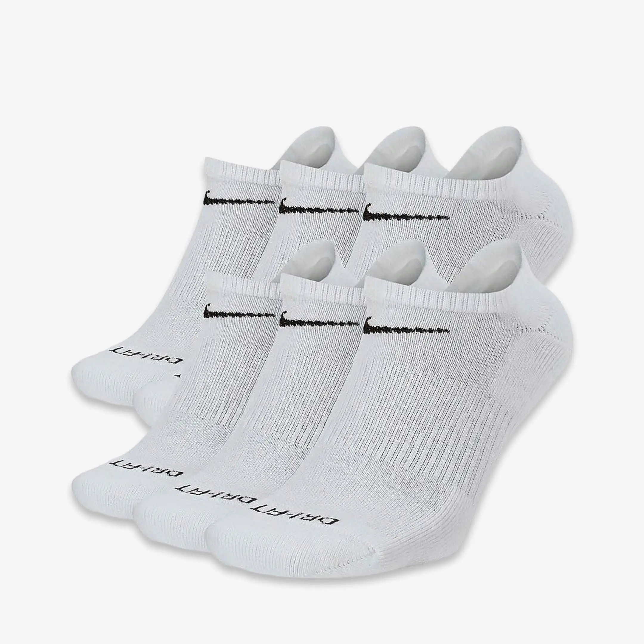 Nike Dri-FIT Everyday Plus Cushioned Training No-Show Socks (6 Pack) White