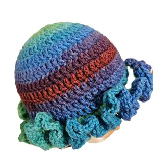 Beautiful Crochet Ruffle Bucket Hat with 2 Rows of Ruffles Secure Fit Design for Adults Medium Size Hand Wash Only Acrylic Yarn Stylish Practical