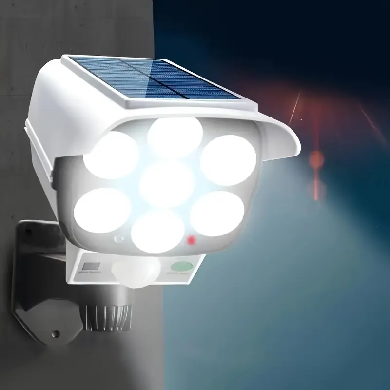 Fake CCTV Solar Surveillance Camera Light - Solar-Powered, 800 Lumens, Motion-Activated, Wireless Security Camera Outdoor, Cordless, Auto Shut-Off, Wall Mount, Remote-Monitor Home Security Device for Thief Deterrence