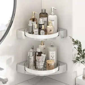 Corner Shower Caddy 360° Rotating Bathroom Organizer Waterproof Rustproof Plastic Removable Design Large Capacity 15kg Space Saving Self Adhesive Installation - Showerhead Holder