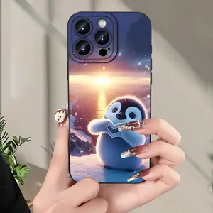 A Cute Penguin Pattern Phone Case, TPU Shockproof Full Protection Case, Suitable for iPhone 17/16/15/14/13/12/11 PRO MAX PLUS AIR E XS and PROMAX MINI, Ideal Gift for Friends and Family, MS2534