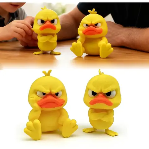 2-Pack PVC Plastic Playful Angry Yellow Duck 3D Sculpted Figurines, Decoration Figure, Vintage Home Decor, Cute Desk Ornament, Ideal Gift for Home Supplies Enthusiasts