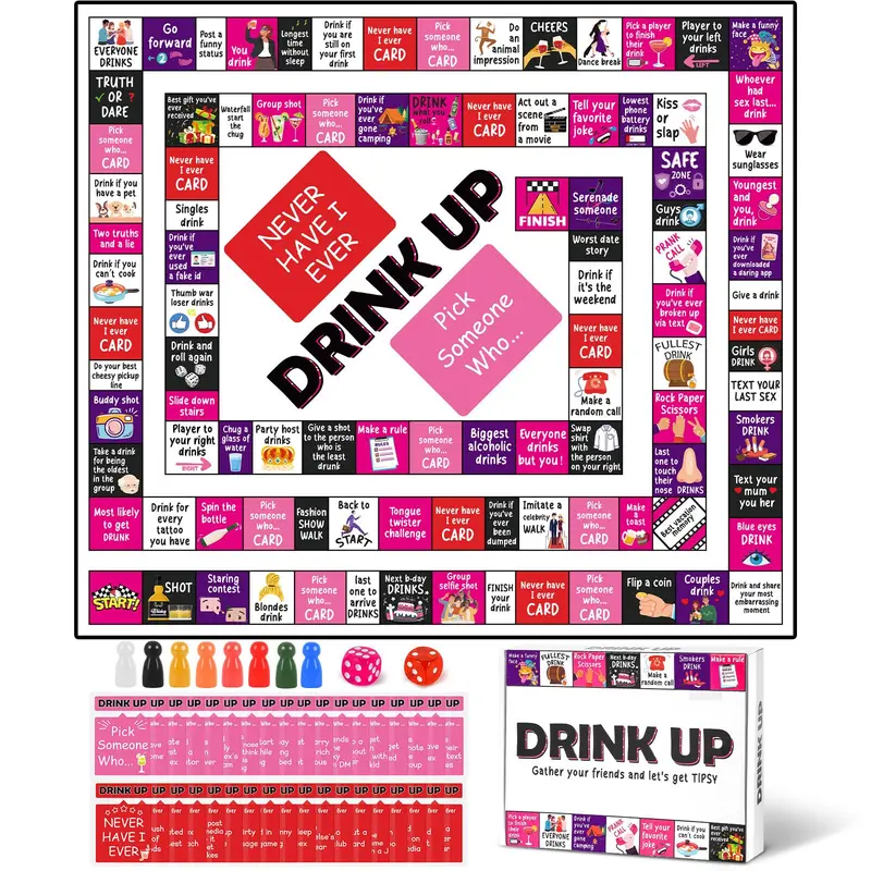 Adult Theme Rubber Tabletop Drinking Game Set - 1 Pack, 2-8 Players, 21+, 16.7x14.8in 1 Piece Rubber Mat, Funny Interactive Fun for Graduation Game Night (Toys & Hobbies)