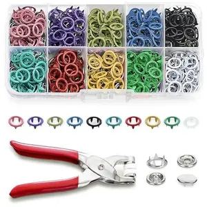 Including 200pcs Invisible Colored Metal Buckle & 1 Count Manual Pressure Pliers,Household Sewing Accessories for DIY Handicraft Clothing & Hat,Buttons & Pliers Tool Kit,Seamless Stitching Sewing Kit Tools,Sewing Supplies Crafts.