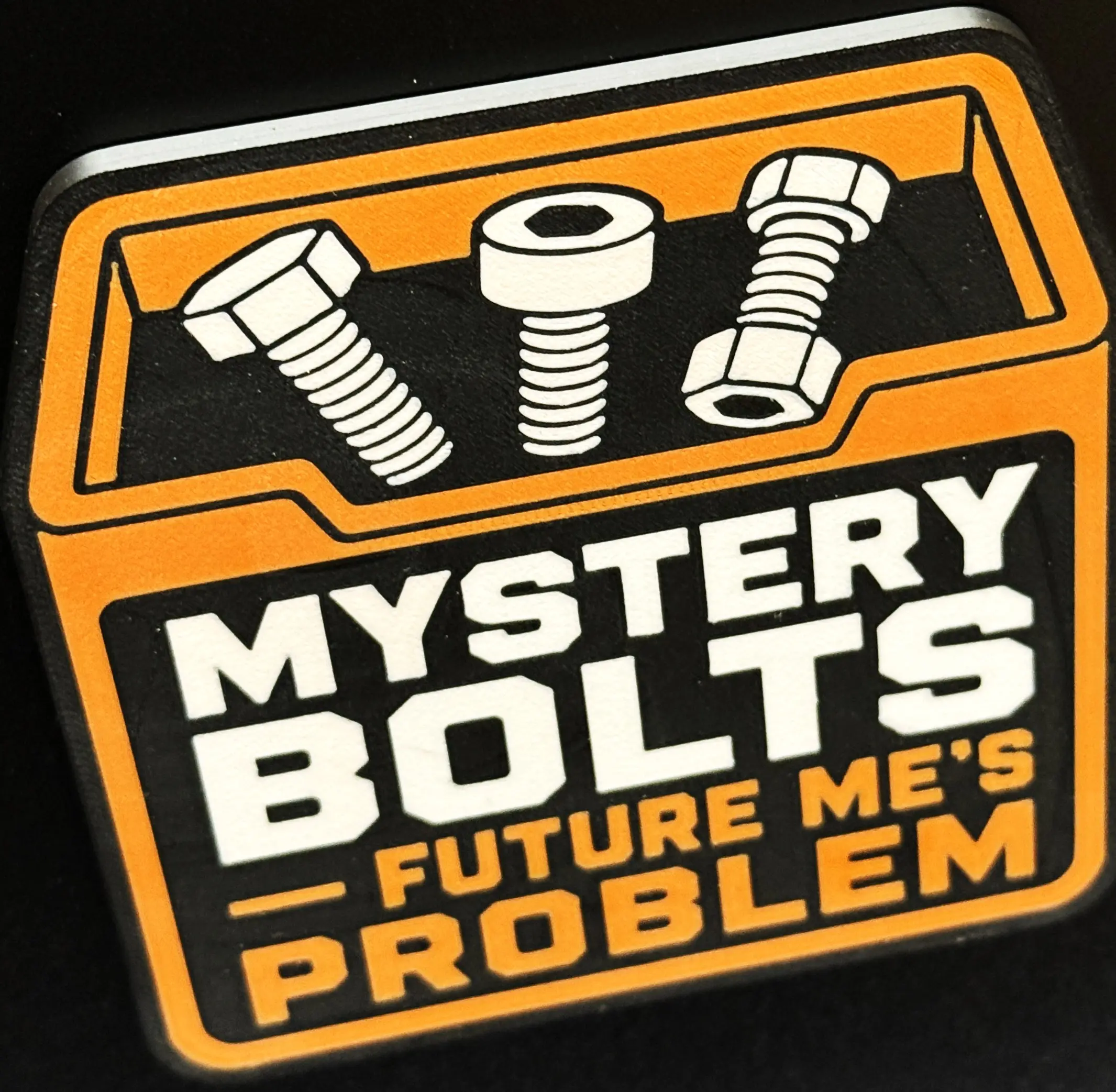 Mystery Bolts Shop Gag Gift Magnet Durable 3D Print with Strong Flat Magnets Perfect Father's Day Gift for Metal Cabinet Toolbox Fridge Entry Door or Garage Decor dad gift humorous funny wall art sign novelty Plastic Eye toolbox accessory