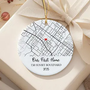 Custom Map New Home Ornament 2025, First in New House Keepsake, Personalized Housewarming Gift for New Home Owners, Trending First Home Ornament