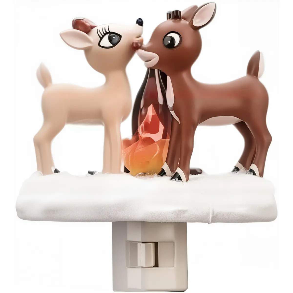 120V US Plug 2026 3D Elk Campfire Flickering Christmas Night Light - Compact Portable, Whimsical Ambient Glow, AC Power Supply Christmas Decor, Ideal Gift for Friends, Indoor Festive Lighting