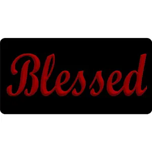Blessed with Red Letters License Plate - Customizable Design for Personal Use