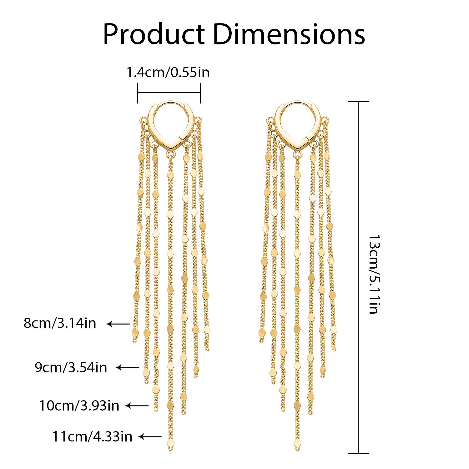 Women's 2Pcs Plated Metal Long Chain Threaded Tassel Earrings - Hypoallergenic, Lightweight Statement Jewelry for Bride Party, Ideal Mother's Day Gifts