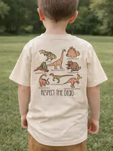 Youth & Adult Respect The Dead Dinosaur Graphic Tee, For Dino Lovers and Educational Wear, Casual Unisex Short Sleeve Shirt, Apparel Made In The USA	