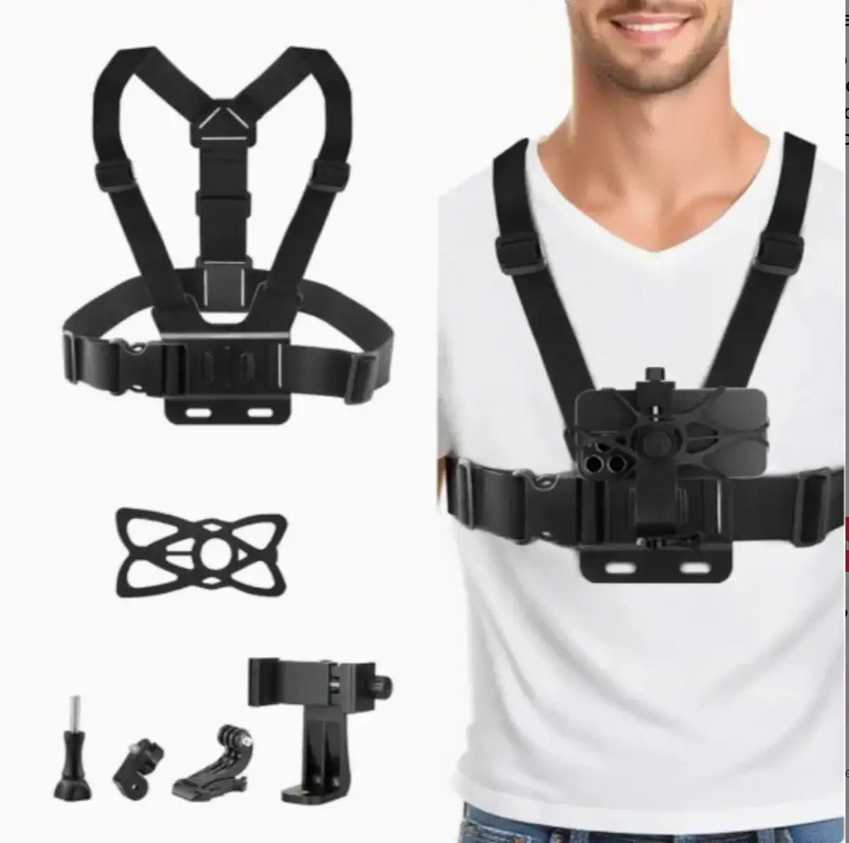 Universal Adjustable Chest Phone Holder & Mount - Casual Hands-Free POV Harness, Compatible with Mobile Phones & GoPro Cameras, Ideal for Vlogging, Biking, Anniversary Gifting