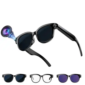 AI Glasses with Hands-free Video Recording, 8MP Anti-Shake Camera Smart Glasses, 1080P Video , 3 Lenses (Transparent Lenses + Black Lenses+Purple Lenses), Bluetooth Call ,Music Control, 290Mah Battery ,40g Lightweight, AI Translation AI Glasses