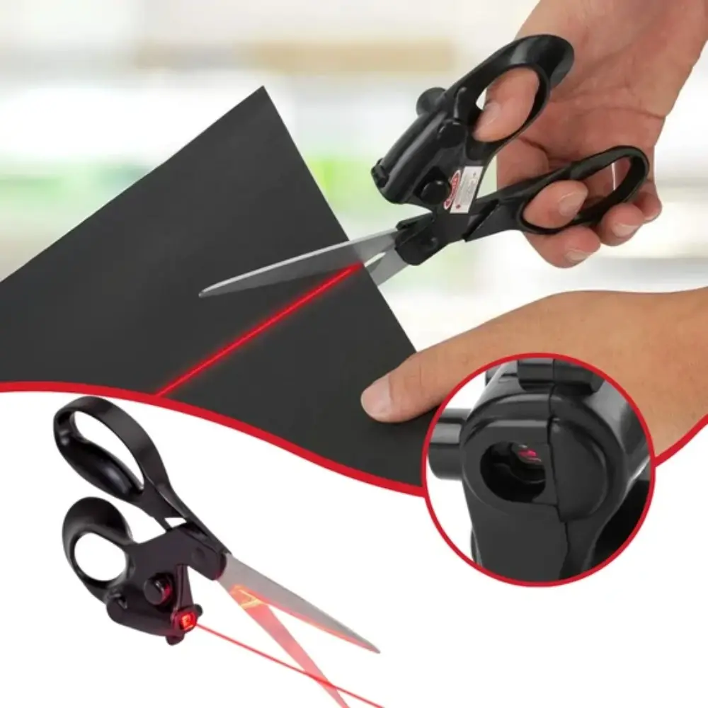 1pc Stainless Steel 1-Piece Laser-Guide Multi-Functional Sharp Straight Fabric Cutting Scissors - Indoor Recreation Sewing Accessory for Denim, Leather, Patchwork DIY Projects
