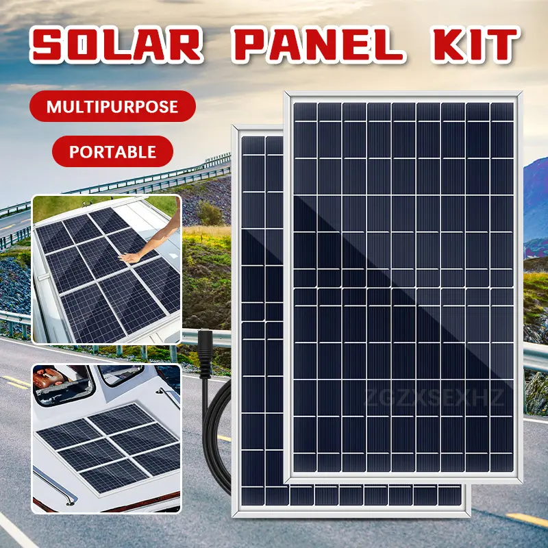 10W Portable Solar Panel Kit, DC Solar Panels, Charger with Controller, DC Port, Outdoor, Camping, for Outdoor, Cell Phone, Outdoor, Camping, Travel, Rooftop, RV, Car, etc. Emergency Power Supply