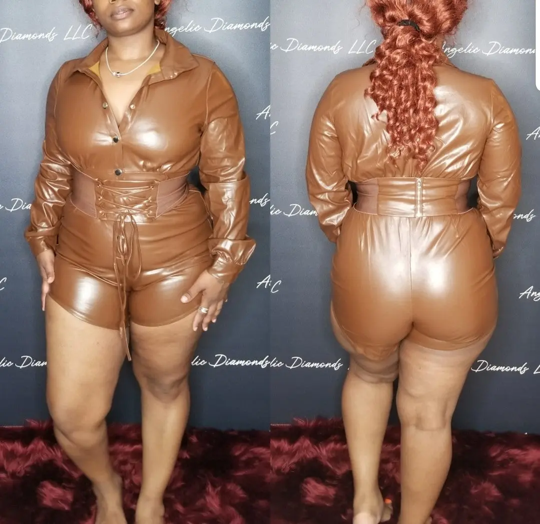brown leather jumsuit