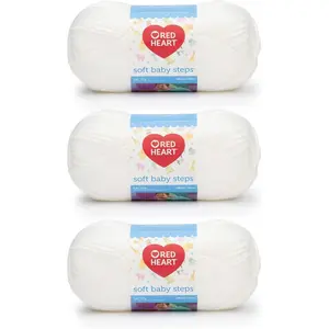 Soft Baby Steps White Yarn - 3 Pack of 141g/5oz - Acrylic - 4 Medium (Worsted) - 256 Yards - Knitting/Crochet