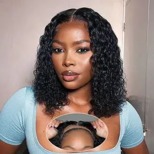 Vietnamese  Short Bob Wig Hair Curly 5x5 HD Lace Wigs 250% Density Wear And Go Deep Water Wave Summer Easy Vibe