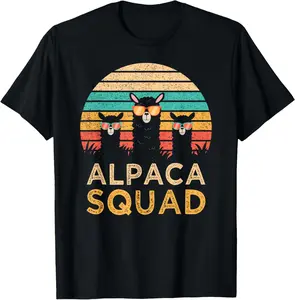 100% Cotton Funny Alpaca Squad Sunglasses Cool Alpacas Vintage Gift T-Shirt
