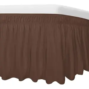 Bed Skirt for Queen or King Size Bed, 18 Inch Tailored Drop, Fitted with Elastic Belt, Convenient to Use Lift The Mattress (Queen/King, Brown)