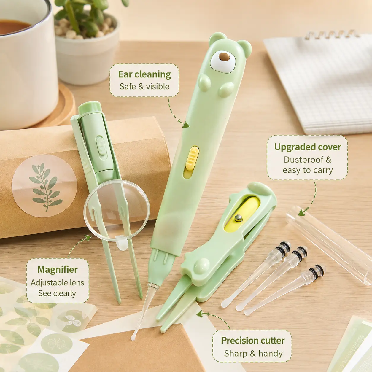Light Up USB Rechargeable Ear Pick, with Soft Tip and Adjustable Magnifier, Ear Wax Removal Tool for Daily Household Ear Cleaning