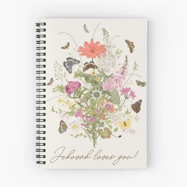 3pcs Journal Notebooks Jehovah Loves You Butterfly And Flowers Girls Notebook School 160 Pages A5 Medium Size Thick Paper, Spiral-bound, Waterproof Flexible Plastic Cover, for College, Sketching, Drawing, Painting