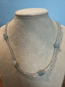 Moonlit Waves Necklace with Blue Gemstone Accents