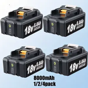 Makita 18V 8.0Ah Lithium-Ion Replacement Battery | High Capacity 8000mAh, LED Indicator, Compatible with BL1860B BL1850B BL1840B BL1830B BL1815B & More, Overcharge/Overdischarge/Short-Circuit Protection, Durable Plastic/Metal Construction